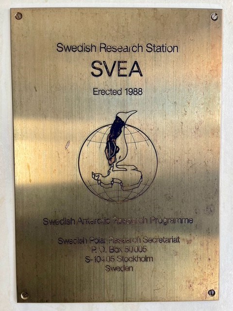 Plaque on the door to Svea